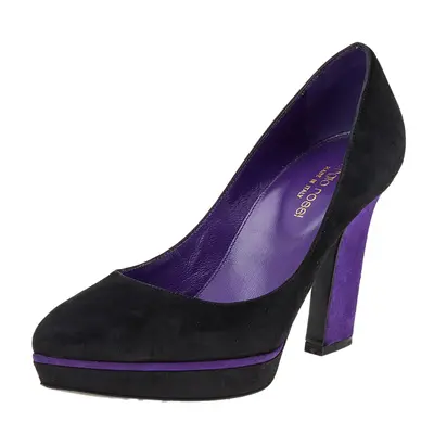 Sergio Rossi Black/Purple Suede Platform Pumps Size