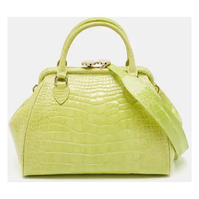 Marc Jacobs Yellow Green Alligator Mini Stam Satchel