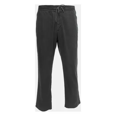 Z Zegna Black Cotton Blend Drawstring Waist Trousers