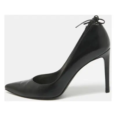 Stuart Weitzman Black Leather Bow Pointed Toe Pumps Size