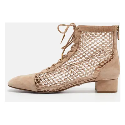 Dior Beige Suede and Mesh Naughtily-D Ankle Boots Size