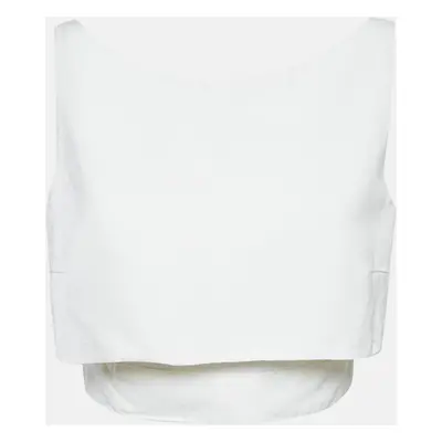 McQ by Alexander McQueen White Faille Cotton Blend Layered Crop Top