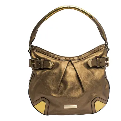 Burberry Gold Leather Hartley Hobo