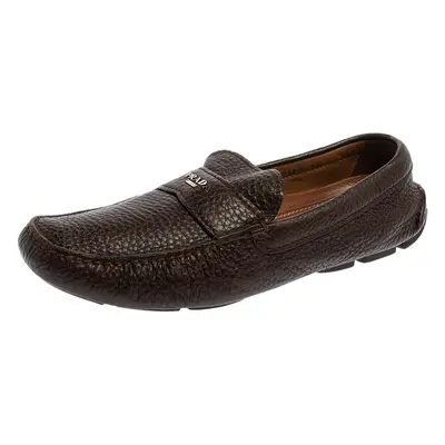 Prada Brown Leather Slip On Loafers Size 41.5