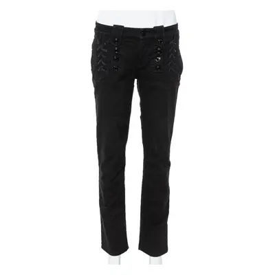 Gucci Black Denim Lace Up Detail Slim Fit Jeans