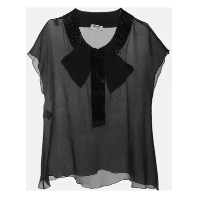 Moschino Cheap and Chic Black Silk Bow Top