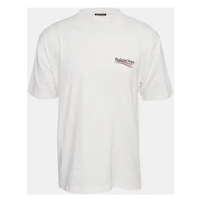 Balenciaga White Logo Print Jersey Oversized T-Shirt