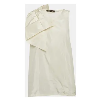 Roberto Cavalli Cream Silk Bow Detail Sleeveless Top