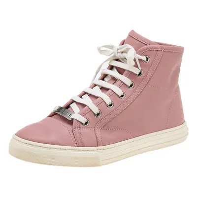 Gucci Old Rose Leather High Top Sneakers Size