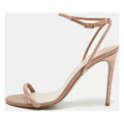 René Caovilla Metallic Leather Ellabrita Slingback Sandals Size