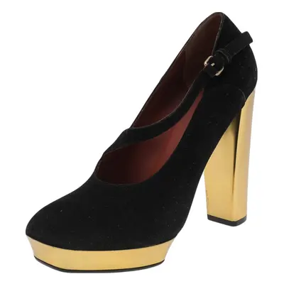 Marc by Marc Jacobs Black Suede Platform Block Heel Pumps Size 38.5