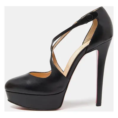 Christian Louboutin Black Leather Borghese Platform Pumps Size 37.5