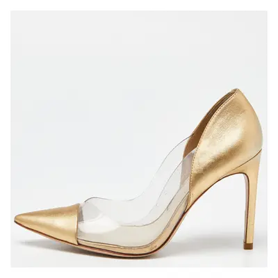 Sophia Webster Gold/Transparent Leather and PVC Pointed Toe Pumps Size 38.5