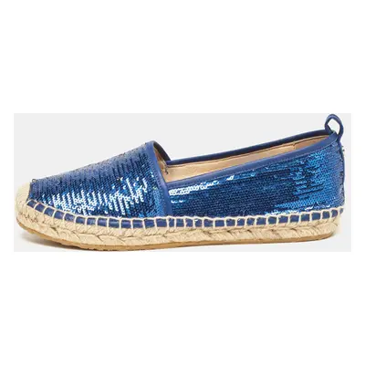 Jimmy Choo Blue Sequins Espadrille Flats Size 36.5