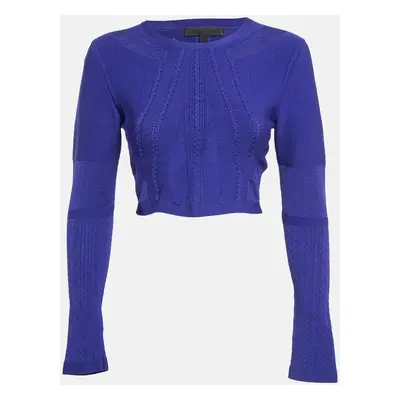 Cushnie et Ochs Purple Stretch Knit Long Sleeve Crop Top