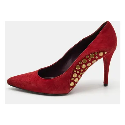 Stuart Weitzman Dark Red Suede Studded Pumps Size