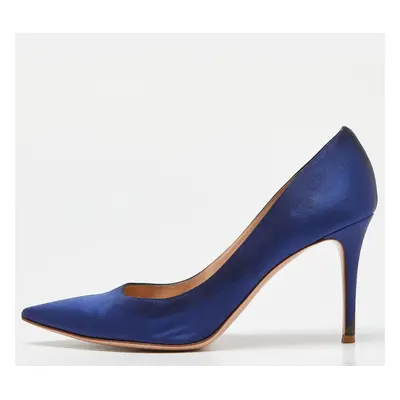 Gianvito Rossi Blue Satin Pointed Toe Pumps Size