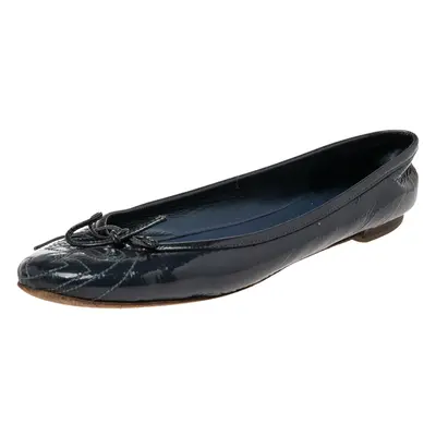 Gucci Navy Blue Patent Leather Ballet Flats Size 36.5