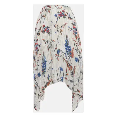 Maje White Printed Lurex Asymmetric Midi Skirt