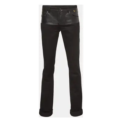 Gucci Black Cotton Leather Trim Pants