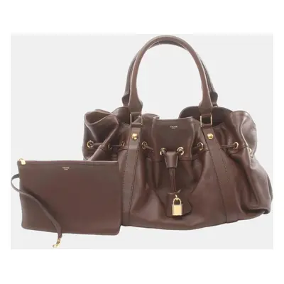 Celine Medium Abbey Leather Brown Tote Bag