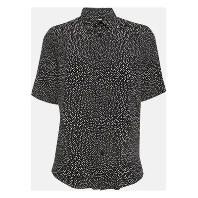 Saint Laurent Paris Black Dotted Print Silk Shirt