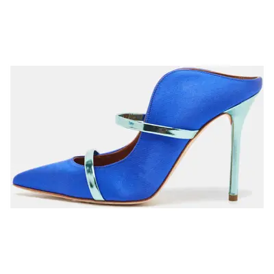 Malone Souliers Blue Leather and Satin Maureen Mules Size