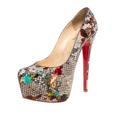 Christian Louboutin Python Leather Daffodile Platform Pumps Size