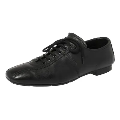 Prada Black Leather Low Top Sneakers Size