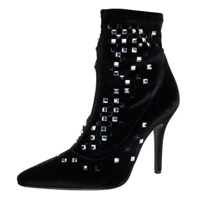 Giuseppe Zanotti Black Velvet Embellished Boots Size