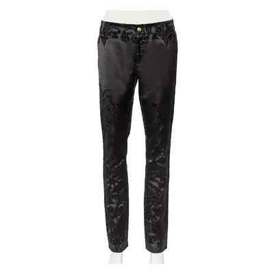 Just Cavalli Black Flocked Satin Tapered Leg Just Chic Jeggings