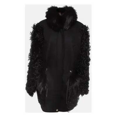 Louis Vuitton Black Cashmere/Fur Trimmed Oversized Parka Jacket