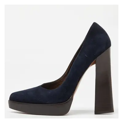 Marni Blue Suede Pointed Toe Platform Pumps Size