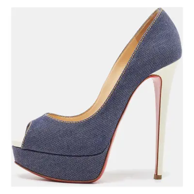 Christian Louboutin Blue Denim Lady Peep Pumps Size 36.5