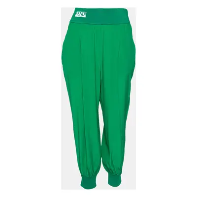 Fendi Green Silk & Rib Knit Trimmed Pants