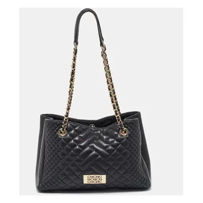 CH Carolina Herrera Black Quilted Leather Chain Tote