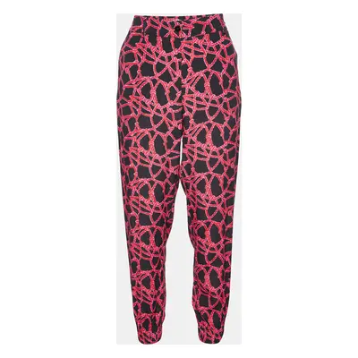 Kenzo Black/Pink Rope Print Crepe Trousers