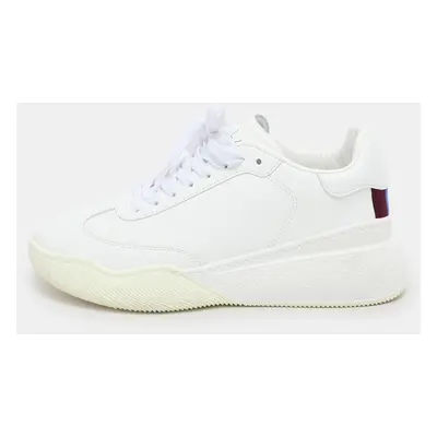 Stella McCartney White Faux Leather Loop Low Top Sneakers Size