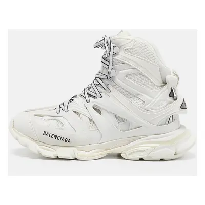 Balenciaga White Mesh and Faux Leather Track Hike High Top Sneakers Size