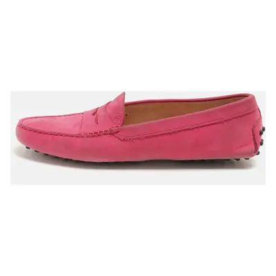 Tod's Pink Suede Penny Loafers Size 38.5