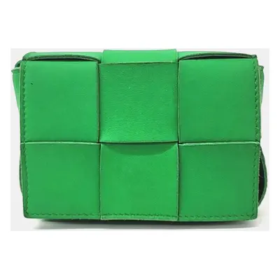 Bottega Veneta Green Leather Cassette Mini Crossbody Bag