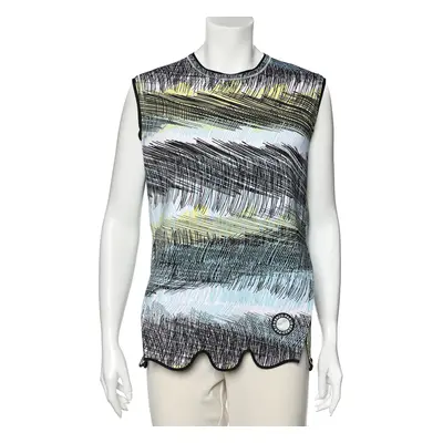 Kenzo Blue Neoprene Printed Sleeveless Oversized Top