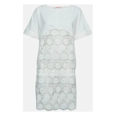 See by Chloé White Floral Embroidered Cotton and Nylon Sheer Short Dress