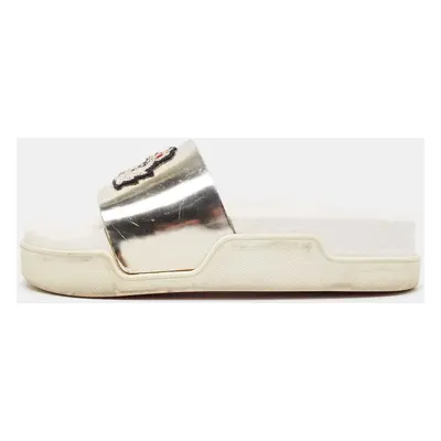 Christian Louboutin Metallic Leather Platform Slides Size