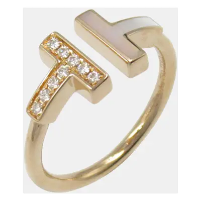 Tiffany & Co. 18K Rose Gold and Diamond T Wire Band Ring EU