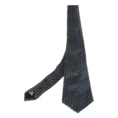 Giorgio Armani Navy Blue Diagonal Stripe Detail Silk Tie