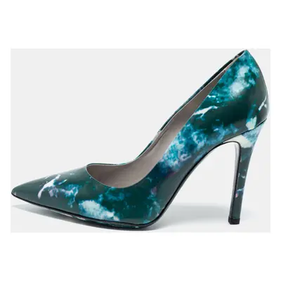 MSGM Blue Marble Print Pointed Toe Pumps Size