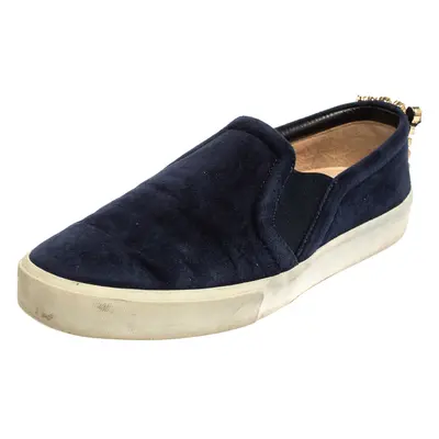 Stuart Weitzman Blue Suede Crystal Slip on Sneakers Size