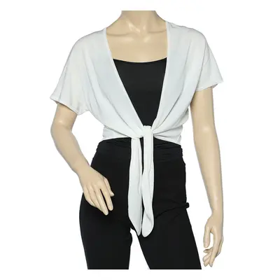 Max Mara White Knit Front Tie Detail Short Shrug