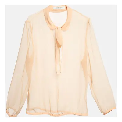 Miu Miu Beige Chiffon Sheer Blouse